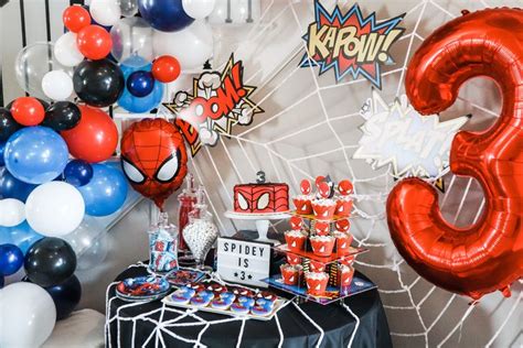 Spider-Man 3rd birthday party decor | Spiderman birthday party, Spiderman birthday party ...