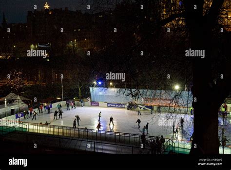 Edinburgh outdoor ice skating rink December 2007 Stock Photo - Alamy