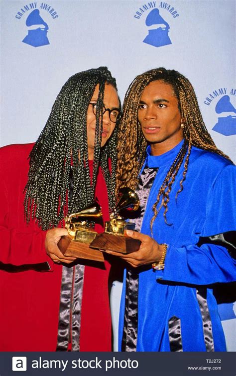 February 21, 1990 Rob Pilatus and Fab Morvan of Milli Vanilli attend ...