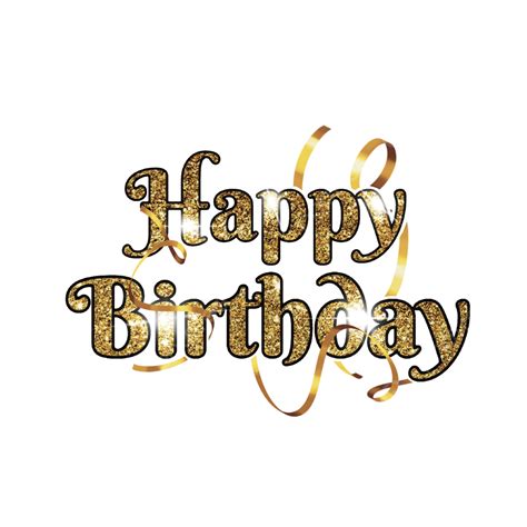 Happy Birthday Glitter With Ribbon Style, Happy Birthday, Birthday, Gold Ribbon PNG Transparent ...