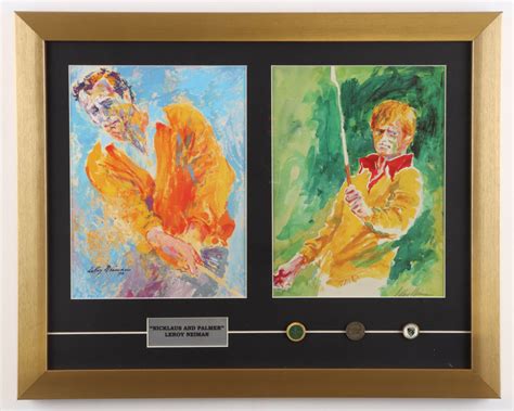 LeRoy Neiman "Arnold Palmer & Jack Nicklaus" Custom Framed Print Display with (3) PGA Pins ...