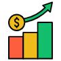 Free Sales Increasing Bar Chart And Dollar Sign With Arrow SVG, PNG ...