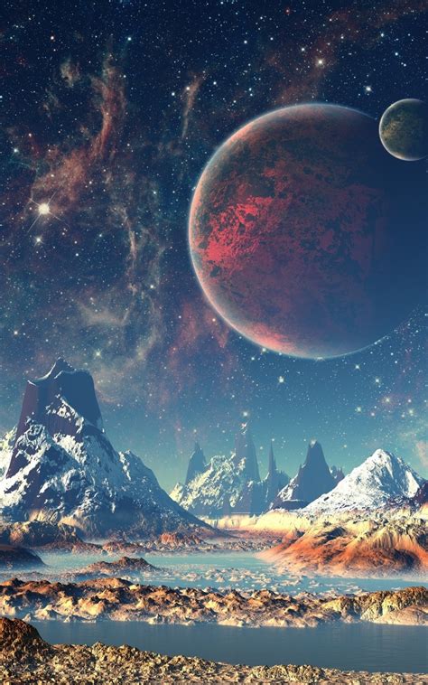 800x1280 Mountains Stars Space Planets Digital Art Artwork 4k Nexus 7,Samsung Galaxy Tab 10,Note ...