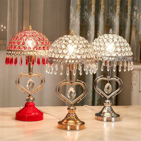 Crystal Table Lamp Bedside Lamp Modern Metal Shade With Fringed Acrylic ...
