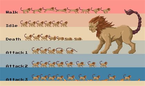 Premium Vector | Lion pixel art character ready to use in animation and ...