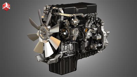 DD15 Heavy Duty Truck Engine - 6 Cylinder 3D model 1