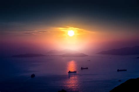 Landscape Sunrise Boat Mist Mountain Horizon Wallpaper,HD Nature Wallpapers,4k Wallpapers,Images ...