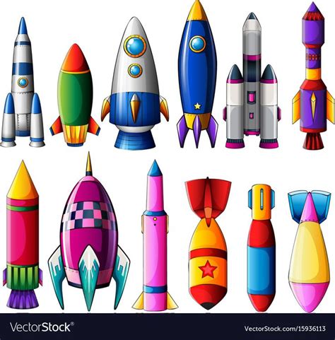 Different designs for rockets vector image on VectorStock in 2024 ...