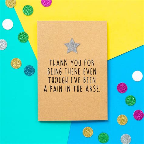 Funny Thank You Card Thank You for Being There Even Though - Etsy