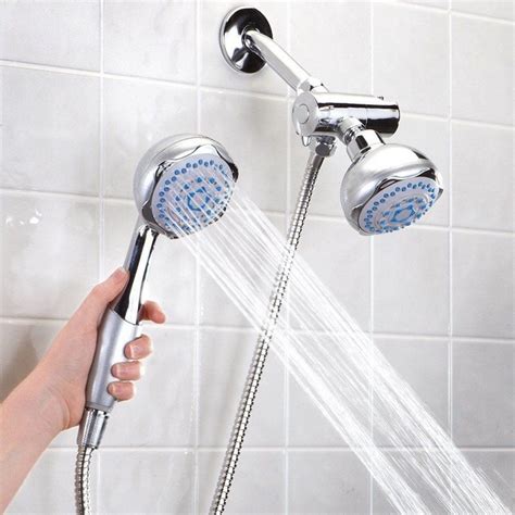 Bathroom Wall-mounted Dual Head 2 in 1 Bath Shower Spray Set with Handheld Shower Head & Fixed ...