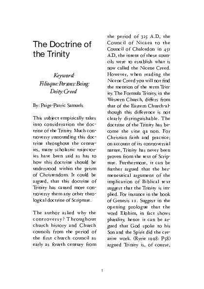 (PDF) The Doctrine of the Trinity