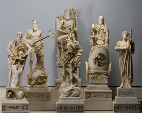 6 griechische Götter Zeus Poseidon Apollo Hermes Hephaistos Ares Statue ...