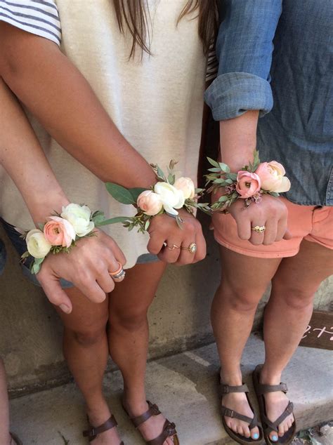 Wrist corsages done in a modern wire bracelet style | Corsage wedding, Prom flowers, Wrist ...