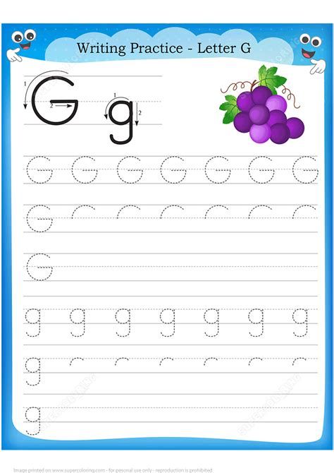 Get 10 G Handwriting Worksheet Images - Small Letter Worksheet