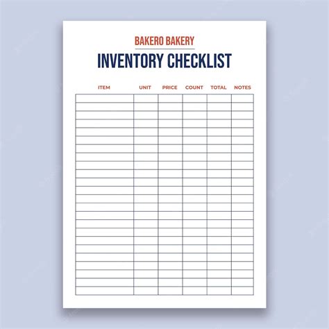 Free Vector | Simple bakero bakery inventory checklist