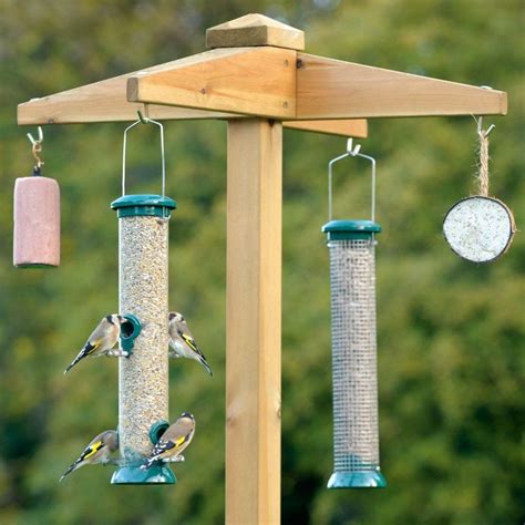 Garden and Patio, Cool Hanging Bird Feeders With Wooden Stand Ideas ~ Cool Bird… | Wooden bird ...