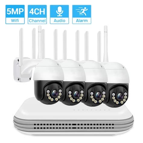 Hamrol 4CH NVR 5MP Wireless PTZ Camera Outdoor CCTV System Audio Record ...