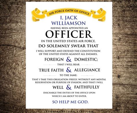 Military Officer's Oath of Office Air Force Oath of - Etsy | Military ...