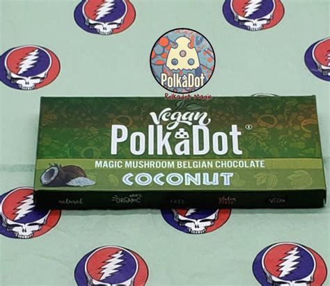 PolkaDot Coconut Magic Mushroom Belgian Chocolate Bar - Polka Dot mushroom chocolate dosage