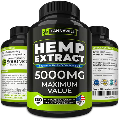 Hemp Oil 120 Capsules 5000mg for Relief – Maximized Potency – Hemp ...