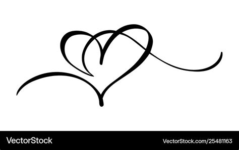 Hand drawn heart love sign romantic calligraphy Vector Image