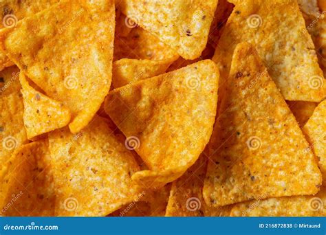 Mexican Corn Chips Triangle-shaped Nachos with Cheese Flavor Close-up ...