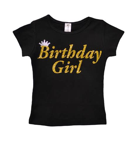 Birthday Girl Shirt Party T-Shirt Black and Gold Shirt Tee