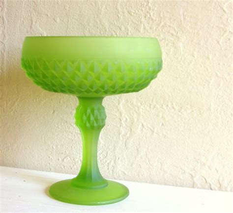 Frosted Bright Lime Green Pedestal Bowl Compote Citrus | Etsy | Lime ...