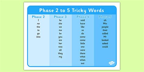 Phase 2 to 5 Tricky Words Word Mat - phase 2, phase 3, phase 4