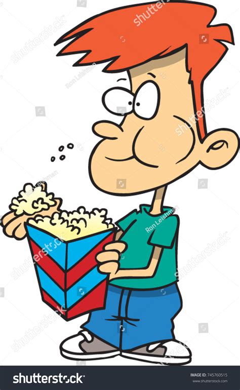 Cartoon Boy Eating Popcorn Stock Vector (Royalty Free) 745760515 ...