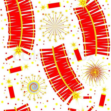 Chinese fireworks seamless ... | Stock vector | Colourbox