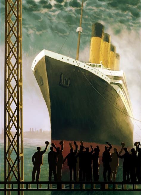 Jeremy Norton Illustration - “Waving off the Titanic” | Titanic ship, Titanic drawing, Ship poster