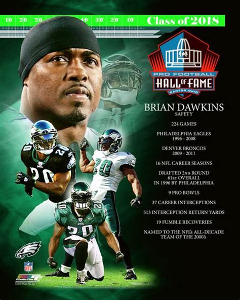 Eagles Brian Dawkins Hall of Fame NFL Football Photo | Brian Dawkins ...