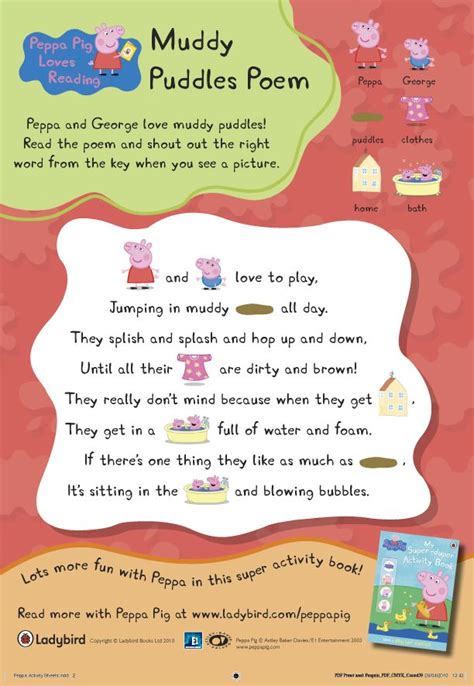 Peppa Pig Muddy Puddles Poem - Scholastic Book Club | Peppa pig, Peppa ...