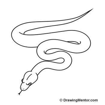 Snake Drawing : How To Draw A Snake Step By Step For Kids Beginners ...