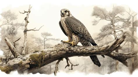 Drawing of Bird Perched on Branch. Suitable for Nature-themed Designs Stock Photo - Image of ...