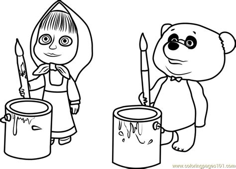 Masha and Panda Coloring Page for Kids - Free Masha and the Bear Printable Coloring Pages Online ...