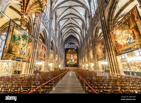 Strasbourg, France - december 1,2019: Interior of Strasbourg Cathedral ...