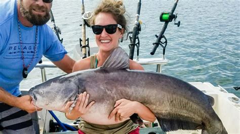 Lady angler catches 88-pound catfish from Kerr Lake