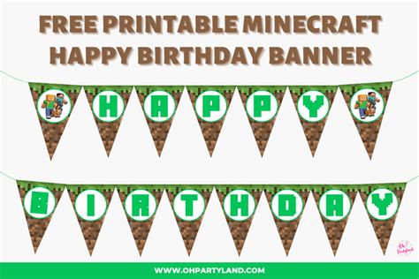 Free Printable Minecraft Birthday Banner - oh partyland