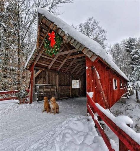 Met me at the covered bridge | Covered bridges, Winter scenes, Winter scenery