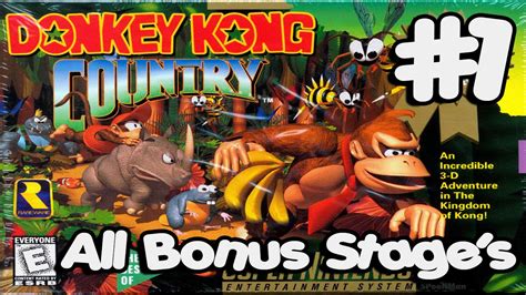 [SNES] Donkey Kong Country | Walkthrough #1 | World 1 | All Bonus | 101 ...