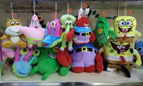 7pcs/set super cute soft plush Spongebob,Patrick star,Squidward ...