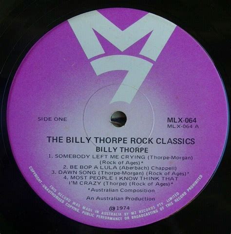 popsike.com - BILLY THORPE "ROCK CLASSICS" AUSTRALIAN M7 LABEL SIGNED ...