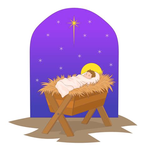 Little baby Jesus on the manger, and Christmas star 4372284 Vector Art ...