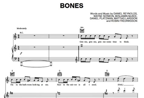 Imagine Dragons-Bones Free Sheet Music PDF for Piano | The Piano Notes