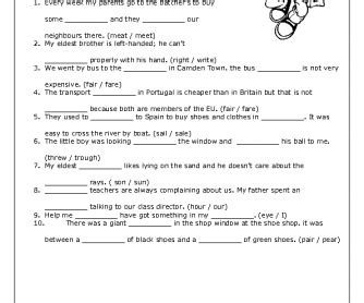 Homophones Worksheet II