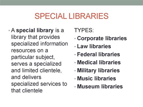 Libraries. Types of libraries - online presentation