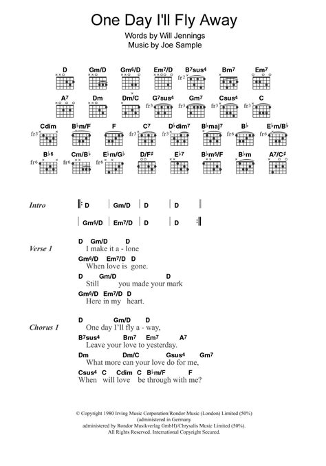 One Day I'll Fly Away by Randy Crawford - Guitar Chords/Lyrics - Guitar ...