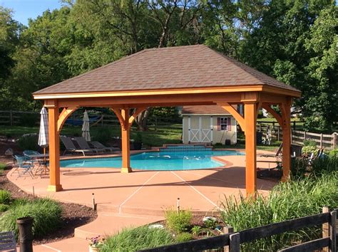 Grand Estate 16'x16' Pine Pavilion Kit From DutchCrafters Amish